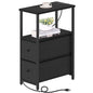 TUTOTAK Narrow End Table, Skinny Side Table with Charging Station | Bedside Table with Outlets, Slim Nightstand with 2 Cloth Drawers for Small Space, Living Room, Bedroom, Black TB01BK085 - color: Black, size: 1 Pack (2 Drawers), style: With Plug