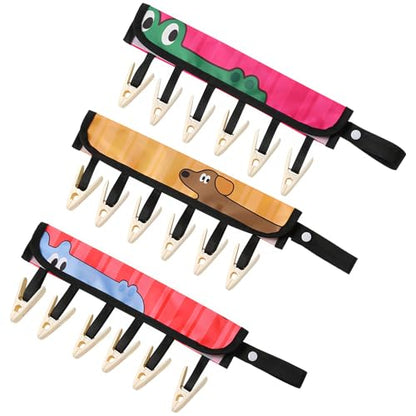 TamBee Travel Hanger Clips, Cruise Ship Essentials Portable Folding Clothes Hanger Clips Towel Drying Rack Sock Dock Swimsuit Drying Rack Hanger with 6 Clips Pack of 3 (Animals) - color: Animals