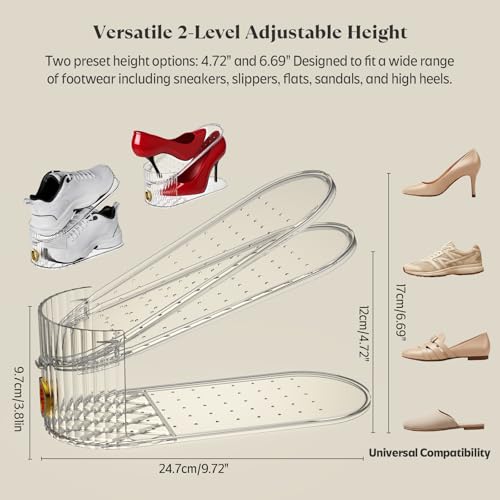 Clear 20 Pack Shoe Slot Organizer, Shoe Stacker Organizer Holders for A Pair of Shoes, Adjustable Thickening Double Layer 50% Shoe Space Saver Rack Storage for Closet (clear, 20 pack) - size: 20 Pack