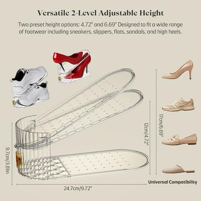 Clear 20 Pack Shoe Slot Organizer, Shoe Stacker Organizer Holders for A Pair of Shoes, Adjustable Thickening Double Layer 50% Shoe Space Saver Rack Storage for Closet (clear, 20 pack) - size: 20 Pack