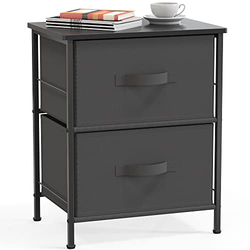SIMPLE HOUSEWARE 2 Tier Night Stands Dresser for Bedroom Organizer Drawer Storage Tower, Dark Grey - color: Dark Grey, size: 2 Drawers