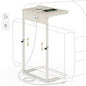 Vagusicc C Shaped End Table with Charging Station, Adjustable Height Side Table for Couch, Small Side Table, 33.2'' Tall Couch Tables that Slide Under, Tv Tray End Table for Living Room, Beige - color: Beige (1 Pack), style: With Plug