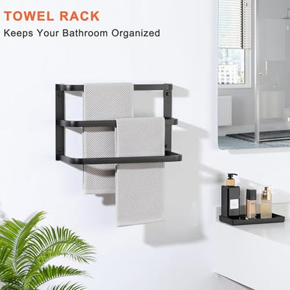 Mooche Towel Racks for Bathroom, 3 Towel Bars Black | 16 Inch, SUS304 Stainless Steel Rustproof, Wall Mount with Screw Included, for Bathroom Laundry Room Hotel - size: 16 inch(3 tier-Matte Black)