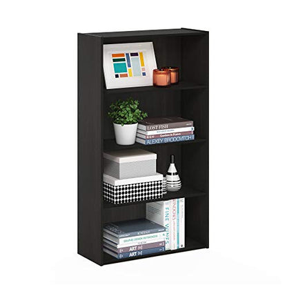 Furinno PASIR Book Shelf, 4-Tier Bookshelf, Bookcase with Open Shelf, 9.4 x 23.6 x 41.7, for Living Room, Bedroom, Home Office, Espresso - color: Espresso, size: 4-Tier