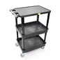 Pearington 3-Shelf Multipurpose Mobile Utility Cart with 2 Bins and Lockable Wheels, Heavy-Duty Plastic Rolling Presentation Cart for Offices and Warehouses, Black - size: 3 Bin Shelves