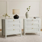 Large Nightstand Set of 2 with 3 Drawers, Farmhouse Bedside End Table with Charging Station, Modern Wood Night Stand for Sofa, Bedroom, Antique White - color: Antique White, size: 2 PCS (3 Drawers)