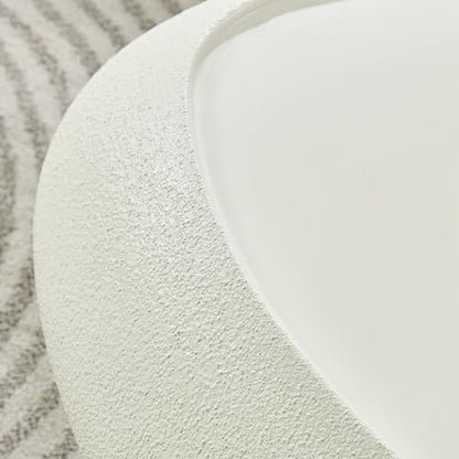 47" Modern Coffee Table Faux Stone Coffee Table Unique Rock Center Tables Round Edge Design Accent Tables for Living Room Office Apartment No Assembly,Fiberglass, Cream White - color: Fiberglass Oval-white
