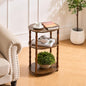 Side Table, 3-Tier Oval Accent Small End Table, Modern Oval Nightstand Accent Table for Small Space, Bedrooms, Living Room, Easy to Assemble, Rustic Brown - color: Rustic Brown, size: 15.7" x 11.6" x 24.4"