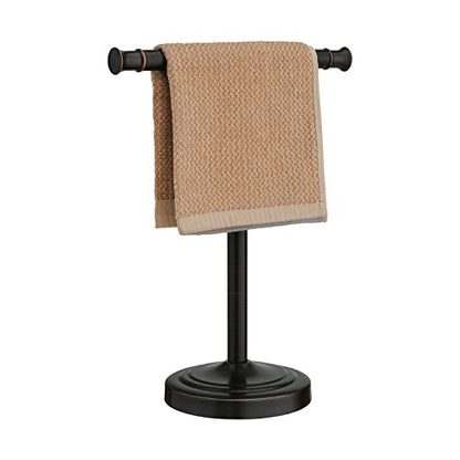 RUMOSE 13 Inch Oil Rubbed Bronze Towel Stand Hand Towel Holder Bathroom Kitchen Vanity Countertop T-Shape Towel Rack Free Standing Stainless Steel Towel Bar Towel Ring - color: Oil Rubbed Bronze