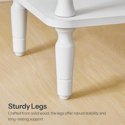 HOOBRO End Table, 2-Tier Small Side Table with Spindle Legs, Nightstand with Storage Shelves, Sofa Side Table, for Small Space, Living Room, Bedroom, White WT189BZ01 - color: White
