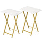 HOOBRO Folding TV Tray Tables, Set of 2 Side Table for Small Space, Industrial Snack Tables for Eating at Couch, Stable Metal Frame, Easy Assembly, Space Saving, Marble and Gold DM25BZ01 - color: Marble + Gold