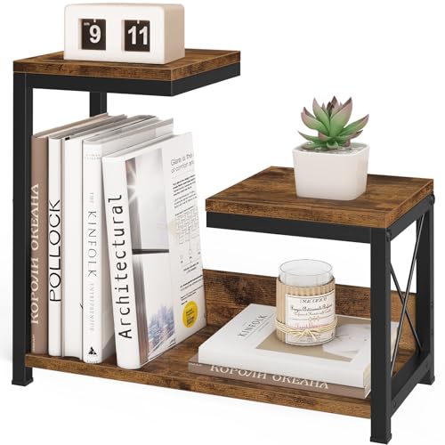 ELITEROO Desktop Shelf Organizer, 3 Tier Office Shelves, Wood Desk Organizers Storage Rack and Freestanding Display Shelf for Office, Dormitory, Home, Rustic Brown - color: Rustic Brown