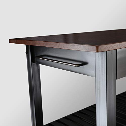 Kitchen Island with Solid Wood Top - color: Walnut Top, Black Base (New)