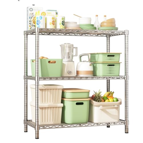 Storage Shelves, 40" L x 16" W x 36" H Heavy Duty Garage Wire Shelving Unit Loads 1200LBS, 3-Tier Adjustable Metal Industrial Utility Shelf Rack for Kitchen, Laundry Room, Basement - color: Chrome, size: 40" L x 16" W x 36" H