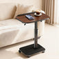 C Table End Table Adjustable Height, Rolling TV Tray Table for Small Spaces 180° Flip-Over Panel Design & 360° Swivel Casters, C Shaped Side Tables for Couch for Living Room, Bedroom, Bed, Sofa, Snack - color: Brown