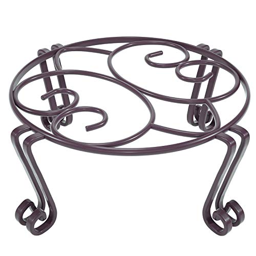 Yimobra Original Patented Plant Stand for Flower Pot Heavy Duty Potted Holder 10.2 x 4.7 Inches, Tall Indoor Outdoor Metal Rustproof Iron Garden Container Round Supports Rack for Planter Bronze/Brown - color: Brown, size: 10.2 x 4.7 Inches