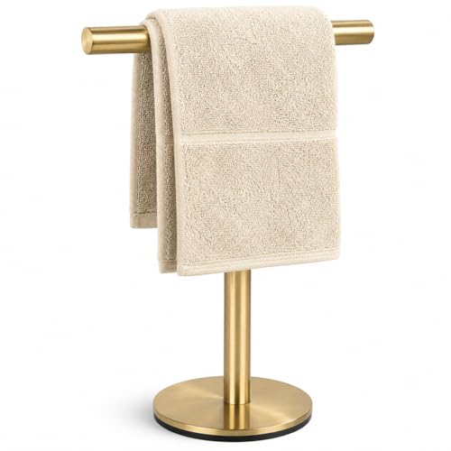 Bathroom Hand Towel Holder Stand，T-Shape Hand Towel Holder Stand SUS304 Stainless Steel for Bathroom，Kitchen or Vanity Countertop - color: Gold