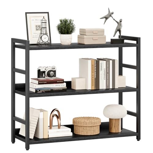 NUMENN Wide Bookshelf, 3 Tier Bookshelves, Home Office Bookcase Shelf Storage Organizer, Free Standing Storage Shelving Unit for Bedroom, Living Room and Home Office, Black - color: Black, size: 3 Tier(Extra Wide)