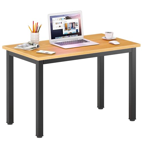 DlandHome 31.5 inches Small Computer Desk for Home Office, Teak and Black | Sturdy Metal Frame, Gaming Study Writing Desk Workstation, Modern Simple Computer Table, Compact Modern Design - color: Teak + Black, size: 31.5 inch