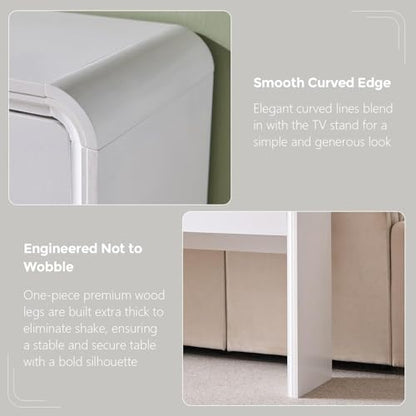 Aitjunz 63'' Console Table with 3 Drawers, Modern Entryway Table with Curved Profile Design, Narrow Long Wood Sofa Table Behind Couch Table for Living Room, Hallway, Foyer, White - color: White