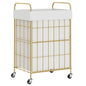 90L Laundry Hamper with Wheels, Laundry Basket with Handle and Liner Bag | Lockable Casters; Reinforced Frame; Breathable Fabric; Space-Efficient Design - color: Golden+White, size: 90L-1 Section