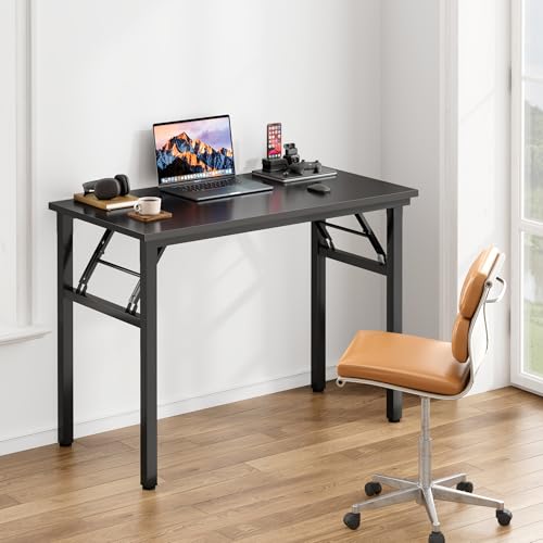 Need Office Computer Desk -35.8 L Sturdy and Heavy Duty Folding Laptop Table,Writing Table/Home Office Desk/Sewing Table, No Assembly Required, Black & Black Frame - color: Black & Black Frame, size: 35.8inch