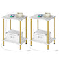 HOOBRO Side Table with Charging Station, Set of 2 End Tables with USB Port and Outlet, Nightstand with 2-Layer Storage Shelves for Small Spaces, Living Room, Bedroom, Gold and Marble DM09UBZP201 - color: Marble + Gold
