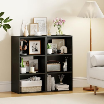 Giantex 2 Pieces 3 Shelf Bookcase Book Shelves Open Cube Storage Cabinet Multi-Functional Home Office Bedroom Furniture Display Bookcases, Black - color: Black