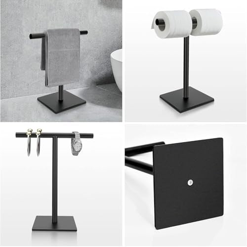 Freestanding Hand Towel Holder Countertop Modern Stand Towel Rack with Square Base Space Saving 304 Stainless Steel Hand Towel Holder Matte Black Finished - color: Freestanding Stainless Steel Towel Rack Matte Black on Countertop