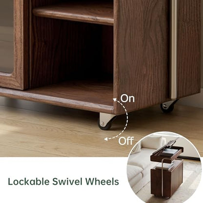 Solid Wood Side Table for Living Room, Bedroom, Walnut | Movable, Flip Top, 7 Angle Adjustment, Ample Storage - color: Walnut