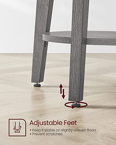 VASAGLE MAEZO Collection - Side Table, 2-Tier Small Round End Table, Nightstand with Tapered Legs, Curved Transitions, for Small Spaces, Living Room, Bedroom, Smoky Gray ULET283T68 - color: Smoky Gray, size: 1 pack