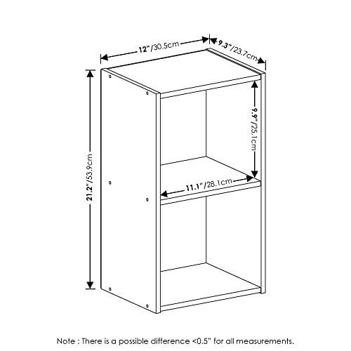 Furinno PASIR Book Shelf, 2-Tier Modern Bookshelf, Open Shelves Cube Bookcase, 9 x 12 x 21, Easy Assembly, Closed Back, for Living Room, Bedroom, Home Office, Grey Oak - color: Grey Oak, size: 2-Cube, 9 x 12 x 21