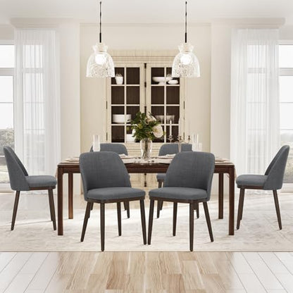 COLAMY Upholstered Dining Chairs Set of 6, Modern Kitchen Chairs with Back, Wood Side Dining Room Chairs for Kitchen, Dining Room, Restaurant, Light Grey - color: Light Grey, size: Set of 6