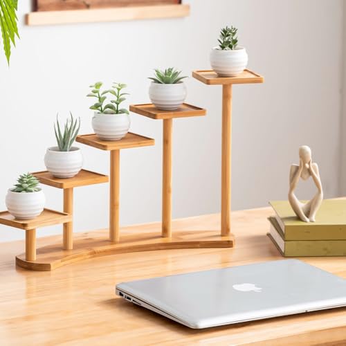 5 Tiers Desk Plant Stand Window Sill Plant Shelf Tabletop Succulent Stand Flower Pot Stand Holder Desktop Plant Stand Indoor Plant Rack for Succulent Herb in Living Room Office (Square) - size: Square