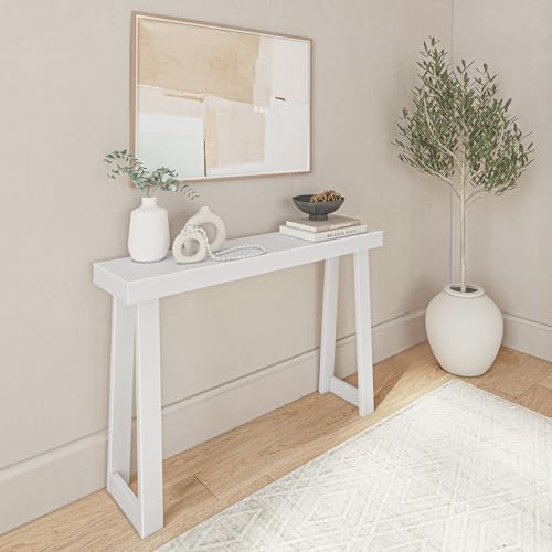 Plank+Beam Classic Console Table, 46 Inch, White | Non-Toxic Finishes, Versatile Design, Elegant Details, Easy Assembly, Quick Setup, Solid Wood - color: White, size: 46" Console Table