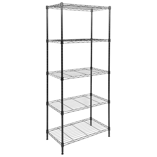 Whitmor 5 Tier Shelving Unit, Adjustable Storage Shelves with Wheels, Wire Shelving, 400 lbs Capacity per Shelf, Max 2000 lbs Total for Laundry, Garage, Plant, 21" L x 12" W x 54" H, Black - color: Black, size: 5-TIER,21"L x 12"W x 54"H (With Wheels)