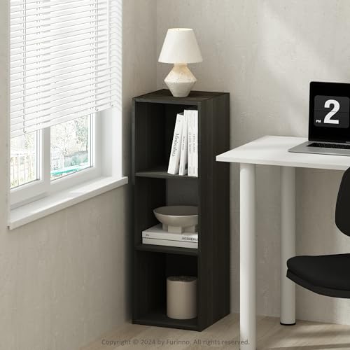 Furinno PELLI Book Shelf, 3-Cube Bookshelf, Cube Storage Organizer Bookcase, 11.7 x 12.1 x 35.4, for Living Room, Bedroom, Home Office, Espresso - color: Espresso, size: 3-Cube