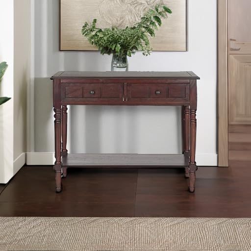 SAFAVIEH Furniture - Samantha 2-Drawer Console Table - Dark Cherry - Solid Wood - Classic Storage Design - Ideal for Entryway, Living Room, Hallway, 35.8"W x 13.8"D x 29.5"H (AMH5710D) - color: Dark Cherry