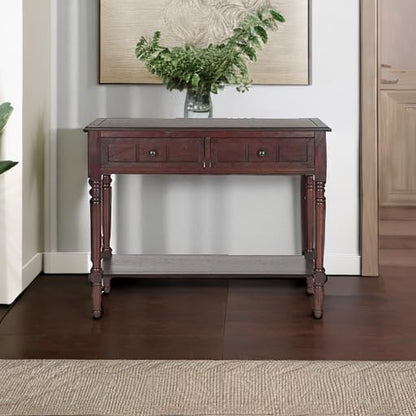 SAFAVIEH Furniture - Samantha 2-Drawer Console Table - Dark Cherry - Solid Wood - Classic Storage Design - Ideal for Entryway, Living Room, Hallway, 35.8"W x 13.8"D x 29.5"H (AMH5710D) - color: Dark Cherry
