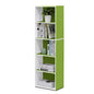 Furinno LUDER Book Shelf, 5-Tier Bookshelf, Bookcase with Open Shelves, 9.4 x 15.8 x 52, Easy Assembly, for Living Room, Bedroom, Home Office, White/Green - color: White/Green, size: 5-Tier