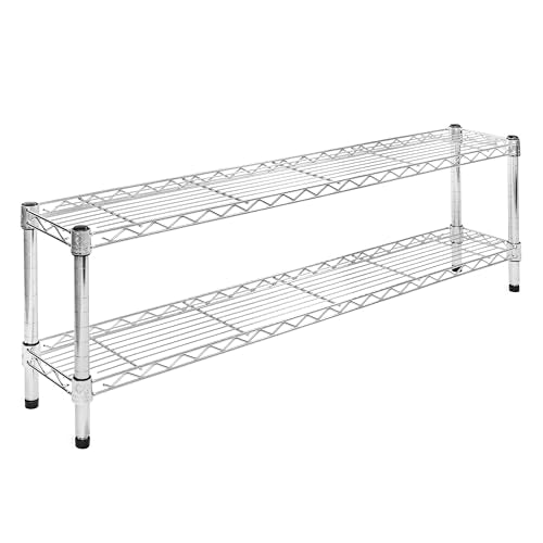 Shelving Inc. 8" d x 48" w Chrome Wire Shelving with 2 Tier Shelves, Weight Capacity 800lbs Per Shelf - size: 8" d x 48" w x 14" h