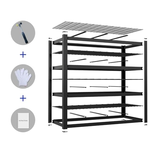 71" Wx71 H Industrial Shelving,8000LBS Garage Storage Shelves,4 Tier Adjustable Metal Shelving,Heavy Duty Shelving for Factory, Garage,Warehouse,Barn (1)