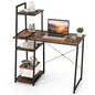 Tangkula Computer Desk with Shelves, Space Saving Home Office Desk with 3-Tier Ladder Shaped Storage Bookshelf, Modern Writing Study Desk with Metal Frame, Compact Computer Workstation (Rustic Brown) - color: Rustic Brown
