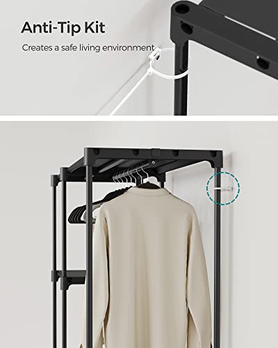 SONGMICS Portable Closet, Freestanding Closet Organizer, Clothes Rack with Shelves, Hanging Rods, Storage Organizer, for Cloakroom, Bedroom, 48.8 x 16.9 x 71.7 Inches, Black URYG026B02 - size: 48.8"L x 16.9"W x 71.7"H