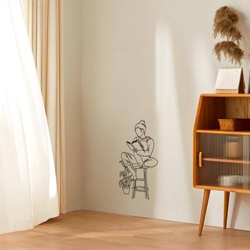Reader Metal Wall Sculpture for Bookshelf and Library Decor for Girl | Laser Cut Iron Wall Accent for Reading Nooks and Teen Rooms Simple Screw Mount
