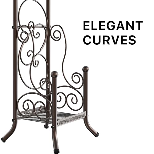 Simple Houseware English Style Toilet Paper Stand Holder w/Woodtop, Bronze | 4 Paper Rolls, 8.5" x 8.75" x 29.2" - color: Bronze, size: Wood Shelf - 29.2''H