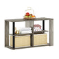 Furinno Romain Narrow End Table with Shelves, French Oak/Black - color: French Oak/Black, size: Narrow End Table