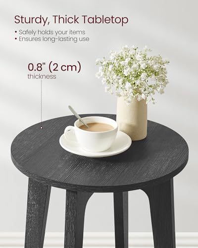 VASAGLE MAEZO Collection - Side Table, 2-Tier Small Round End Table, Nightstand with Tapered Legs, Curved Transitions, for Small Spaces, Living Room, Bedroom, Charcoal Gray ULET283T22 - color: Charcoal Gray, size: 1 pack