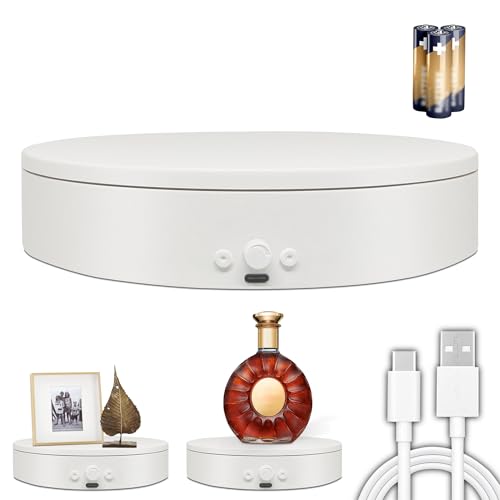 Rotating Display Stand Easy to Switch Direction, Adjustable Speed, 360 Motorized Photography Turntable Used for Product Display, Jewelry, Shoes Shooting and Display (7.87'' white) - color: 7.87‘’ white