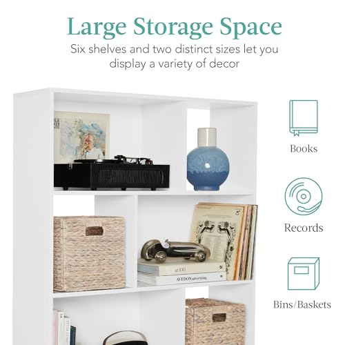 Best Choice Products 3-Tier Mid-Century Modern Wooden Bookcase, 6-Cube Organizer for Nursery, Kids Room, Living Room, w/Removable Back Panels, Pine Legs - White/Brown - color: White/Brown